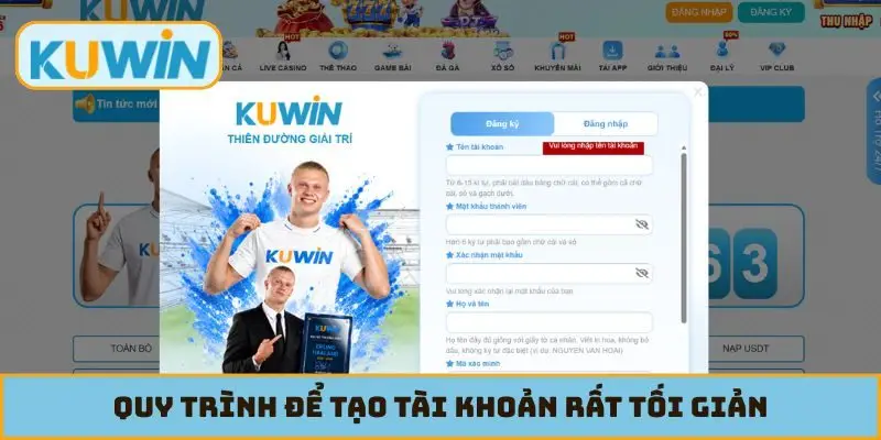 Quy trình để tạo tài khoản rất tối giản